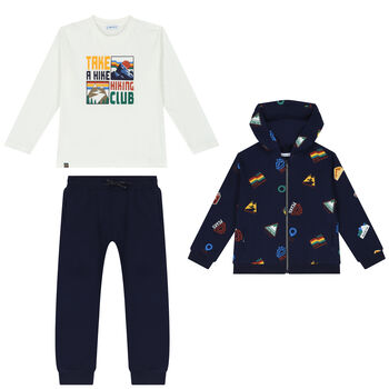 Boys Navy Blue & White 3-Piece Tracksuit